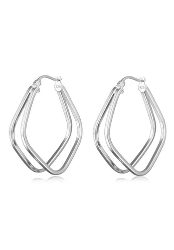 Elli Paar Creolen Damen Zweireihig Rechteck 925 Silber - Elegante Creolen aus 925er Sterling Silber, handgefertigt und glänzend. Perfekt für jeden Anlass und ein stilvolles Accessoire für Damen.