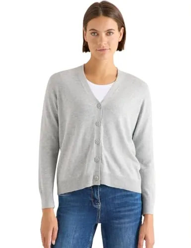 Cecil Damen V-Neck Cardigan - Strickjacke mit V-Ausschnitt und Knopfleiste, ideal für einen stylishen Look und aus angenehmer Strickqualität für optimalen Tragekomfort.