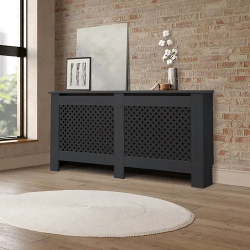 ECD Germany Heizkörperverkleidung mit Wabenmuster 152x19x82cm Anthrazit