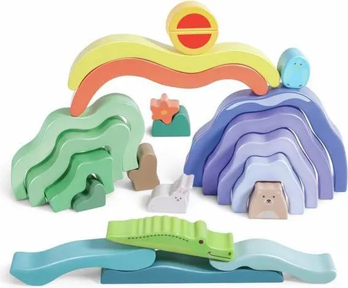 Hape Landschaftsbausteine - Stapelblöcke mit Naturszene - Bauklötze & Bausteine, fördert Kreativität und Feinmotorik mit 22 bunten Teilen, die die Liebe zur Natur und Farberkennung stärken.