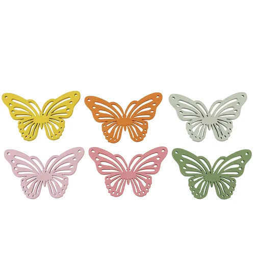 Holzschmetterlinge Streudeko Bunt 4,5×3cm 48St Tischdeko Basteln, 48 Stück