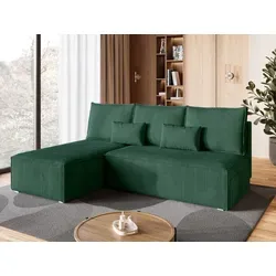 BroMARKT Ecksofa TOP SLIM Schlaffunktion Bettkasten L-Form 120x200 cm Grün - dunkelgrün
