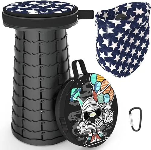 ALEVMOOM Tragbarer Klapphocker,Camping Hocker Teleskophocker,Klappbarer Hocker,Mini Leichte Campinghocker für Outdoor Camping Angeln BBQ Drinnen Küche,Belastung 440lbs