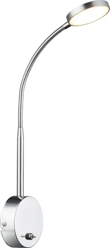 LED ALU Wand Leuchte chrom - Flexo Spot für Arbeitszimmer - Moderne Wandleuchte aus verchromtem Aluminium mit satiniertem Glas, 450 Lumen und warmweißem Licht. Ideal für angenehme Akzente in Ihrem Arbeitszimmer oder Leseecke.