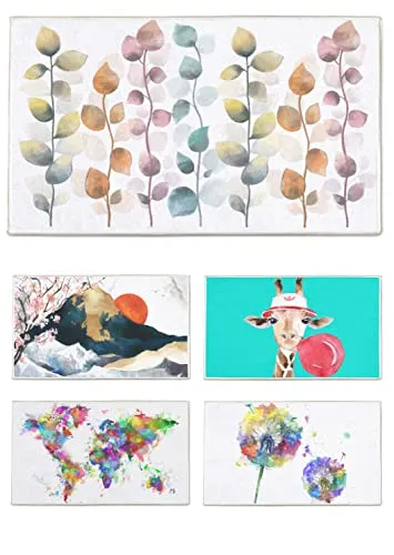 arteneur® - Badematten & Badteppiche 70x110 cm | Badvorleger rutschfest Waschbar bis 40°C | Saugstark & Schnelltrocknend | Fußbodenheizung Geeignet | Badezimmerteppich Bunte Blätter