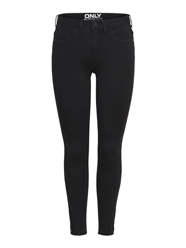 ONLY Womens Black Jeans Stretch - Skinny Fit Jeans mit Reißverschlusstaschen und Gesäßtaschen, perfekt für einen stylishen Look und hohen Tragekomfort.