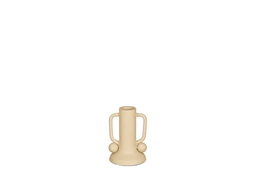 Mica Decorations Ula Kerzenständer in Beige - H12 x D8 cm - Eleganter Kerzenständer aus robustem Eisen, ideal für stimmungsvolle Beleuchtung und dekorative Akzente in jedem Raum.