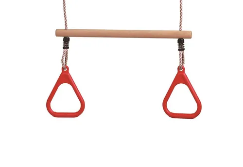 Loggyland Schaukelkombination Holztrapez mit Kunststoffringen, in ergonomischer Dreiecksform