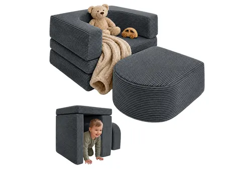 Relaxdays Kindersessel, modular, 4-teilig, dunkelgrau von Relaxdays