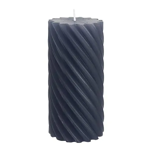 luterna Stumpenkerze aus Paraffin, gedreht, Anthrazit, 140/70 mm, WENZEL, Brenndauer ca. 69h, Spiralkerze