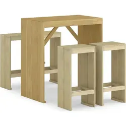 vidaXL 5-tlg. Gartenbar-Set aus imprägniertem Kiefernholz - Braun - Dieses stilvolle Gartenbar-Set aus robustem Kiefernholz verleiht Ihrem Außenbereich Charme. Ideal für gesellige Stunden mit Familie und Freunden! Schützen Sie es für eine lange Lebensdauer.