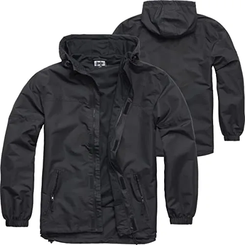 BWuM Windbreaker Sommer mit Zipper, Schwarz - Funktionsjacke mit 3 Taschen und praktischer Kapuze, ideal für aktive Sommerausflüge und Outdoor-Aktivitäten.