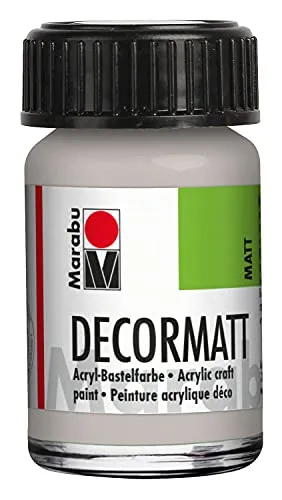 Marabu 14010039782 - Decormatt Acryl Metallic-Silber 782, 15 ml, samtmatte Acrylfarbe auf Wasserbasis, cremig und farbintensiv, speichelfest, wetterfest, zum freien Malen und Schablonieren
