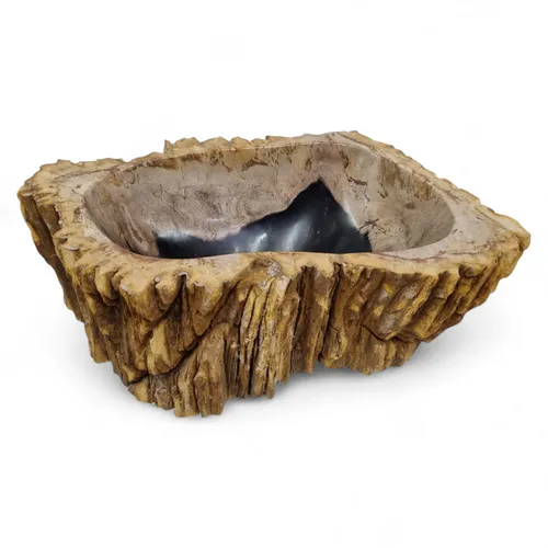 Naturstein Waschbecken #12 - Aufsatzwaschbecken aus versteinertem Holz - Elegantes Aufsatzwaschbecken aus versteinertem Holz, ideal für moderne Badezimmer. Mit polierter Oberfläche und einzigartiger Form bringt es natürliche Schönheit in Ihr Zuhause.