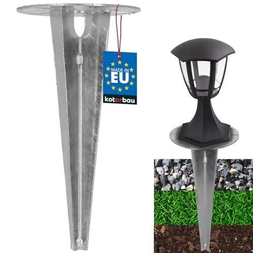 KOTARBAU® Erdspieß Einschlaghülse für Gartenbeleuchtung ⌀ 150 mm verzinkter Stahl Erdungsspieß Bodenanker Erdanker Einschlagbare Bodenhalterung für Gartenlampen Einschlagbodenhülse Bodenhülse Anker