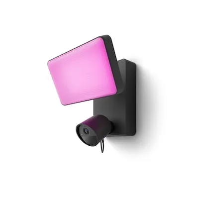 Philips Hue Secure Floodlight Kamera - Schwarz, Full HD Überwachung mit Smart-Lampe und Gegensprechfunktion für optimale Sicherheit