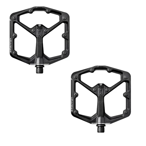 STEMPEL 7 kleine schwarze Pedale - Fahrradpedale mit konkaver Plattform und 10 verstellbaren Pins pro Seite, ideal für verschiedene Schuharten und perfekte Passform für Größen 43 bis 49, ausgestattet mit hochwertigem Lager und doppelter Abdichtung.