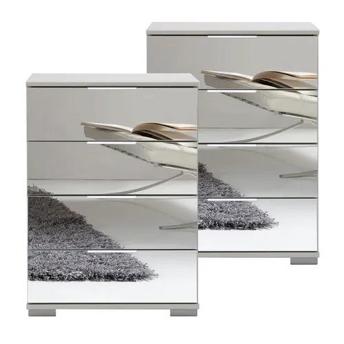 Nachtisch Nachtschrank 2er Set ELSTRA-43 in Weiß von Lomadox