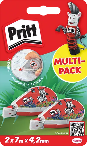 Pritt Korrekturroller Flex Design-Motiv Set - Mini Format, sofort überschreibbar und mit flexibler Spitze, 2 Stück im Set