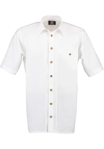 OS Trachten Herren Hemd Kurzarm Enawom, Größe 39/40, Farbe Weiß - Bequemes Trachtenhemd mit Liegekragen und eleganter Paspeltasche. Ideal für festliche Anlässe oder den Alltag.