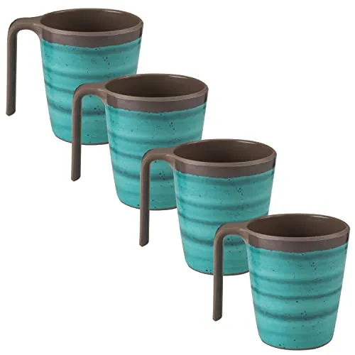 Melamin Camping 4 Tassen 400ml grün braun Trinkbecher Kaffeetasse Tasse