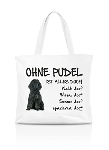 AdriLeo Einkaufstasche Ohne Pudel ist alles doof! (schwarzes Fell)