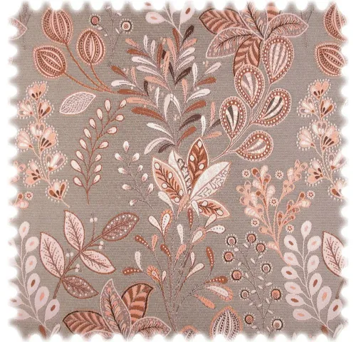 Jacquard Flachgewebe Möbelstoff Flores Coral - Hochwertiger Jacquard Möbelstoff in modernem Blätter-Design, ideal für Polstermöbel und Accessoires. Verleihen Sie Ihrer Einrichtung einen einzigartigen Blickfang!