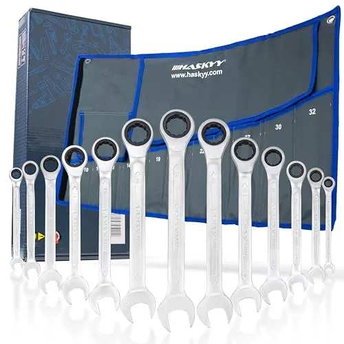Produktbild HASKYY 13tlg Ringmaul Ratschenschlüssel Satz 8-32 mm