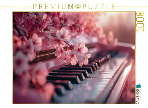 CALVENDO Puzzle Symphonie im Frühling - Klavier und Kirschblüten | 1000 Teile - Erleben Sie die harmonische Verbindung von Musik und Natur mit diesem 1000-teiligem Puzzle. Ideal für entspannte Stunden und zur Förderung der Konzentration.