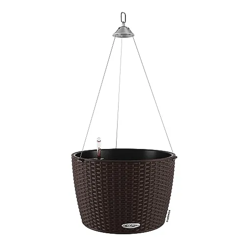 LECHUZA NIDO Cottage 35 mokka 15185 - Pflanzenkübel mit integriertem Bewässerungssystem, ideal für die einfache Pflanzenpflege drinnen und draußen. Made in Germany, UV-beständig und in rustikaler Flechtoptik.