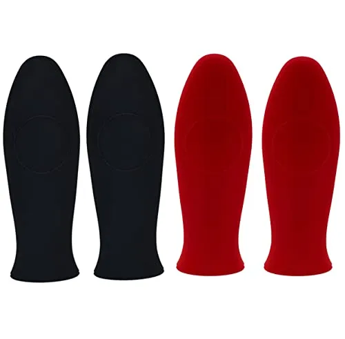 Bessy shop Silikon-Heißgriffhalter,4 Stück Silikon Heißgriffhalter Silikon Griffe Bratpfannen Anti-Rutsch-Silikon Topf Griff,für Woks aus Gusseisen,Küchenkochgeschirr