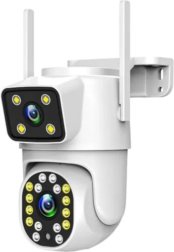 TECHNAXX Dual Kamera Outdoor TX-328 5280 - Überwachungskamera mit Dual-Technologie für erweiterte Sicht. Full-HD-Videoauflösung, integrierte Bewegungserkennung und Nachtsicht bis 15m. Ideal für außen, IP65 wasser- und staubdicht.