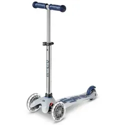Mini Micro Kinderroller DELUXE FLUX LED navy blue - Roller für Kinder 2-5 Jahre mit coolen LED-Rädern, die Sichtbarkeit erhöhen und gleichzeitig das Gleichgewicht fördern. Höhenverstellbarer Lenker für langanhaltenden Spaß und Sicherheit.