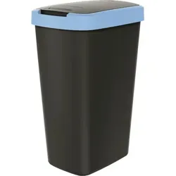 Abfallbehälter 45l mit Deckel KEDEN COMPACTA Q schwarz mit hellblauem Rand - Schwarz/Hellblau