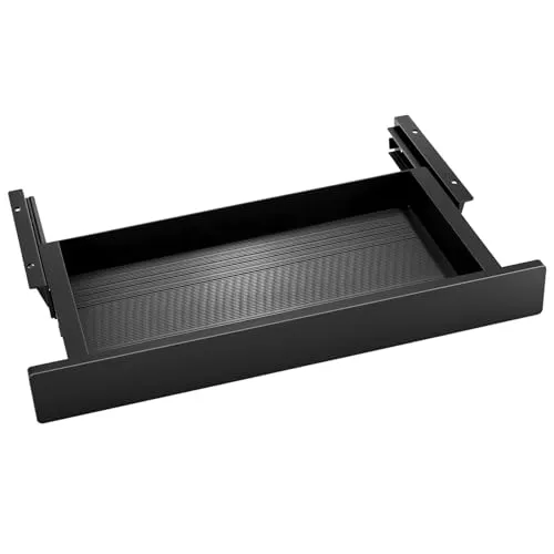 QWORK® Untertisch Schublade 518 * 230 * 62 mm Schwarz, Schreibtisch Organizer Schubladen mit Große Kapazität und Leisen Gleitmechanismus