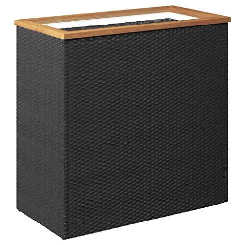 vidaXL Pflanzkübel Schwarz 80x40x80 cm aus Poly Rattan - Garten-Zubehör mit witterungsbeständigem PE-Rattan, stabiler Stahlrahmen und viel Platz für Pflanzen – ideal für Balkon und Terrasse.