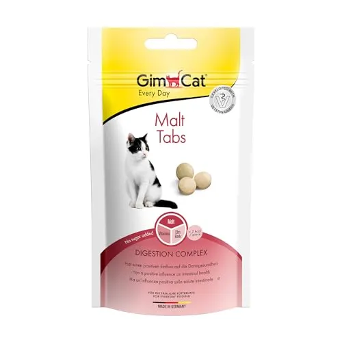 GimCat Malt Tabs - Funktionaler Katzensnack mit positivem Einfluss auf die Darmgesundheit - 1 Beutel (1 x 40 g)
