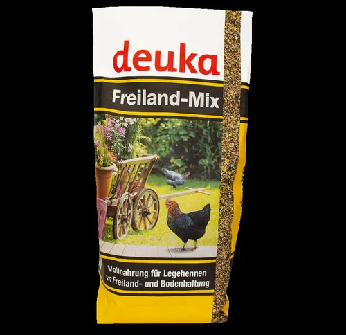 deuka Freiland-Mix 10 kg - Hochwertiges Hühnerfutter - Geflügelhaltung: Gekörntes Alleinfutter ohne genetisch veränderte Zutaten, ideal für Legehennen und Hühner für gesunde und schmackhafte Eier.