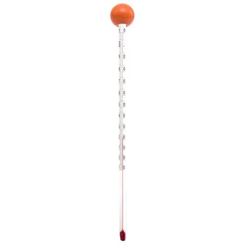 Lantelme Glas Thermometer 24cm mit Holzkugel Orange Temperaturanzeige -10°C bis 110°C Analog | Teewasser Tee Thermometer auch für Babyflasche in der Küche zum Einkochen von Lebensmitteln (Orange)
