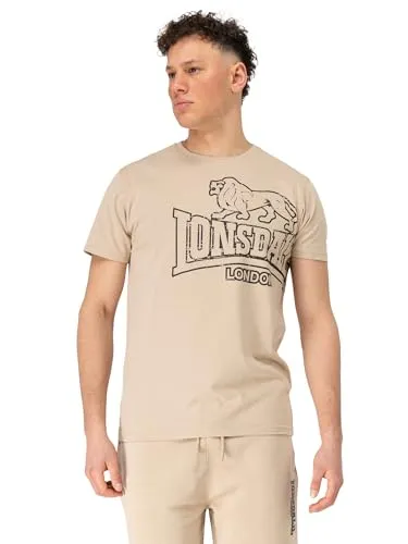 Lonsdale LANGSETT Herren T-Shirt Normale Passform, Sand/Black, M