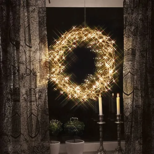 Star LED Kranz Curly beleuchtet 50 cm - Dekorative Kränze mit 136 warmweißen LEDs, ideal für jeden Anlass - von Weihnachten bis Geburtstagsfeiern. Perfekte Indoor-Dekoration mit 3,5m Zuleitung für flexible Platzierung.
