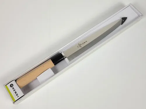 HENDI Japanisches Santoku Messer, 340mm, Limited Edition - Küchenmesser mit 20 cm Klingenlänge und edlem Holzgriff, ideal für präzises Schneiden in der Gourmetküche.