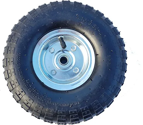 FROSAL Luft Rad Bollerwagen Ø 260 mm 4.10/3.50-4 | Ersatzrad Reifen Sackkarre | Achse 16 mm | Luftrad Kugellager | Stahlfelge Silber