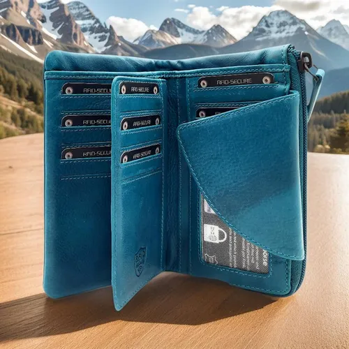 JOCKEY CLUB Geldbörse aus echtem Leder mit RFID Schutz - Elegante Geldbörse aus weichem, gewachstem Rindleder mit 18 Kartenfächern und RFID Schutz – der ideale Begleiter für stilbewusste Menschen.