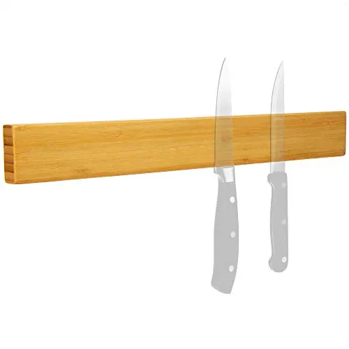 com-four® Messer Magnetleiste aus Bambus zur Wandmontage - magnetischer Messerblock - 40 cm Messerleiste für die Küche - vielseitige Magnetschiene - Messerhalter für die Wand (1x Bambus 40cm)