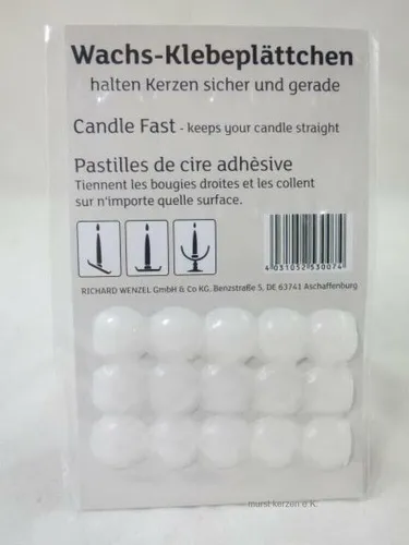 Wachsklebeplättchen für Kerzen - 15 Klebepunkte - Praktische weiße Wachsklebeplättchen für sicheren Halt von Kerzen. Ideal für dekorative Arrangements und stabile Platzierung.