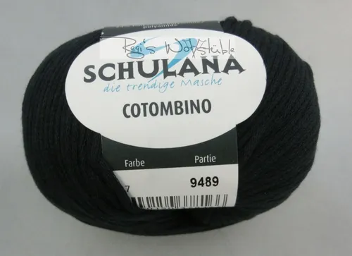 : 50 Gramm Schulana COTOMBINO, Bändchengarn, Fb.17 schwarz #1355 125 €/kg