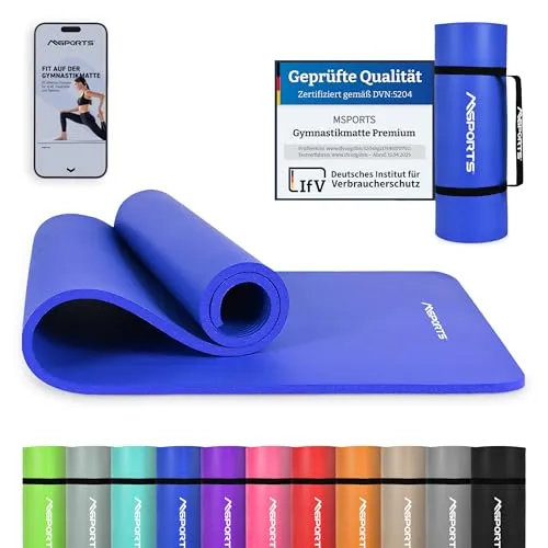 MSports® Gymnastikmatte mit Tragegurt, Poster & Workout App von MSPORTS