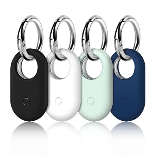 LETREEN Hülle für Samsung Galaxy SmartTag 2 mit Schlüsselanhänger, 4er Pack Silikon Anti-Kratz Tragbar Locator Tracker Hülle mit Keyring Anhänger für Samsung Galaxy Smarttag 2 Case