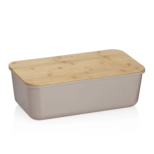 kela Brotkasten grau mit FSC Bambusdeckel - Eleganter Brotkasten aus PET-Kunststoff mit Lüftungslöchern für optimale Frische und längere Haltbarkeit, inklusive nachhaltigem Bambusdeckel, der auch als Schneidebrett genutzt werden kann.